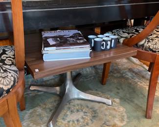 Retro wood laminate and metal side table 23.5” x 23.5” x 16.5” $80 + tax