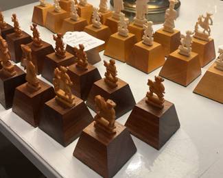 Carved bone chess pieces $96 + tax