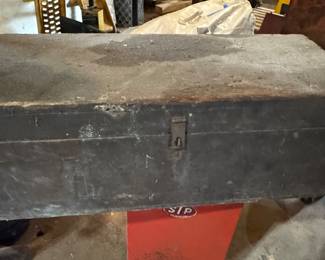 Old wood box with Bits. Tap and dyes