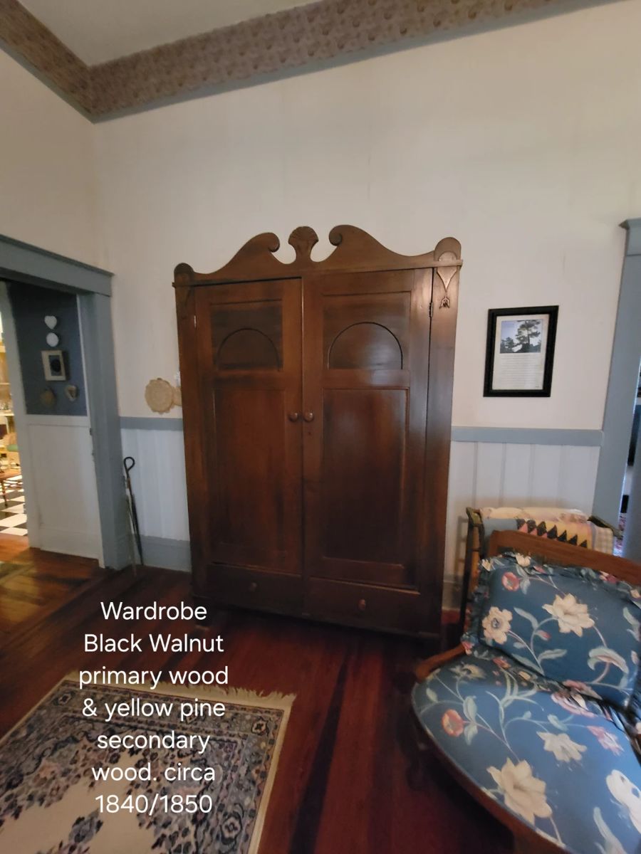 Wardrobe Black Walnut primary wood, yellow pine secondary wood circa 1840/1850.