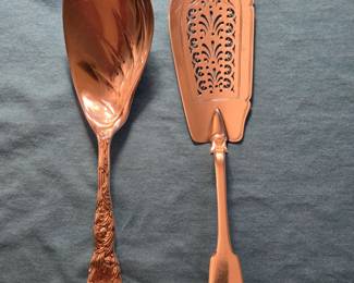 L.)  Tiffany & Co. "Chrysanthemum" c. 1880, Ice Cream Server. R.)  British Sterling Hallnark Birmingham Fish Server. 12"