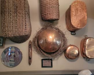 Extensive collection of large copper pieces.