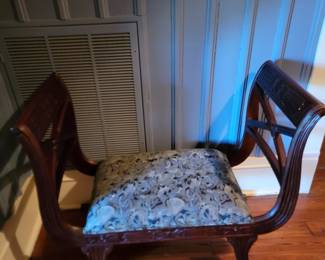 Lyre form hall bench.