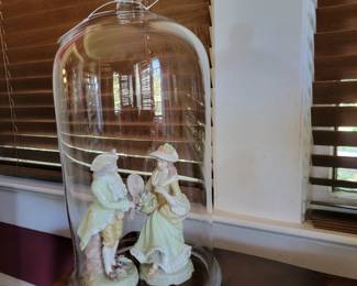 la cloche and antique bell jar approximately 22" High.