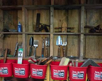 Vintage hand clamps. Squares, levels, crow bars.