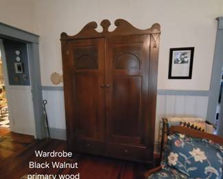 Wardrobe Black Walnut primary wood, yellow pine secondary wood circa 1840/1850.