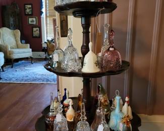 Pastry Stand with collection of Bells.