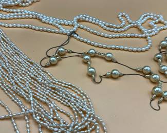 Long Pearl Strands Costume Jewelry