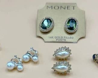 Monet Pierced Earrings, Plus 4 Other Pairs, Pair Of Cufflinks