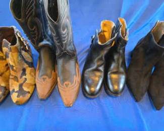 4 Pairs Black Multi Booties Cowboy Boots, Frye, Sam Edelman, Adrianna Papell