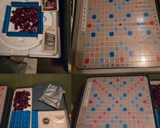 Two vintage scrabble games, both have bases that swivel