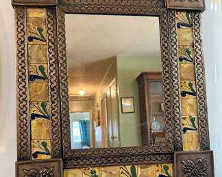 Approximately 22” x 26” Handmade Copper & Tiled Mirror