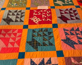 Each bedspread or quilt has the dimensions marked in the center of the bed. These photos of each of the coverings were photographed on a queen sized bed. 