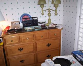 MAPLE CHEST, LAMP & MISC.