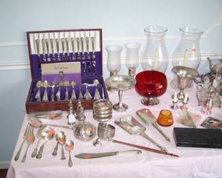 "CASTLE ROSE" FLATWARE SET & OTHER SILVER & SILVER-PLATED PIECES