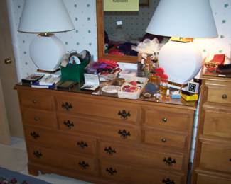 MAPLE DRESSER & MIRROR & MISC.