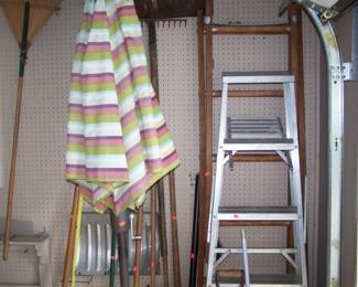 PATIO UMBRELLA & LADDERS