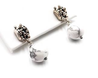 Sterling 925 Earrings w/ Marble Bead Drops