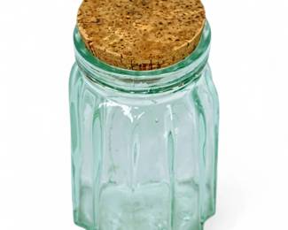 Vintage Aqua Glass Jar w/ Tilted Rim