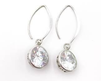Sterling Silver Earrings w/ Crystal Accents