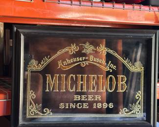 Vintage Anheuser-Busch Michelob Framed Etched Mirror