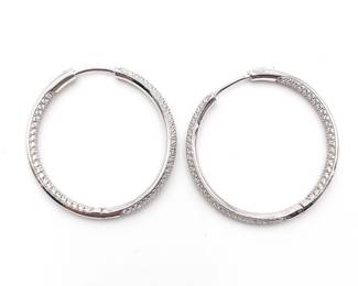 Sterling 925 Hoop Earrings w/ Pave Detailing