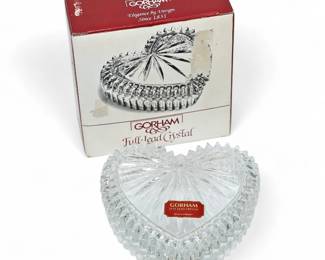 Vintage Gorham Crystal Heart Trinket Box, 4”