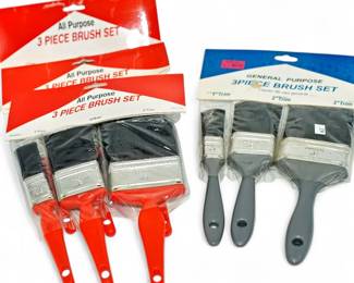3-Piece Paintbrush Sets w/ Red and Gray Handles