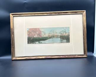 Framed Wallace Nutting Hand-Tinted Photo, 'Connecticut Blossoms'