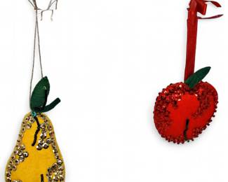 Handcrafted Felt Fruit Ornaments w/ Sequins