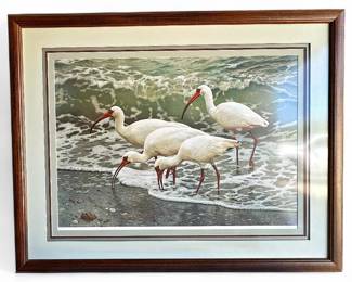 Framed Signed Lithograph 'Shoreline Quartet' by Carl Brenders
