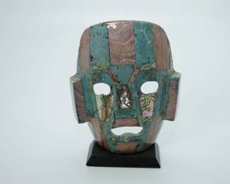 Vintage Mid-Century Mayan Aztec Mosaic Mask