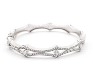 Sterling Silver Shin Brothers Bangle Bracelet w/ CZ