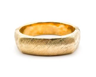 Sterling 925 Gold-Tone Textured Bangle Bracelet