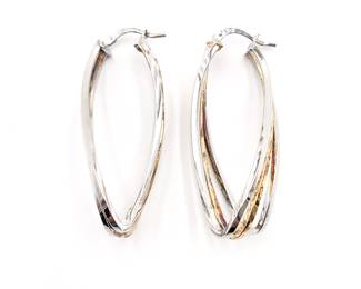 Sterling 925 Two-Tone Hoop Earrings