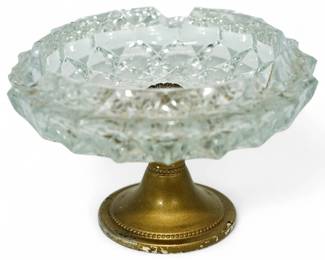 F.B. Rogers Silverplate Crystal Ashtray on Pedestal