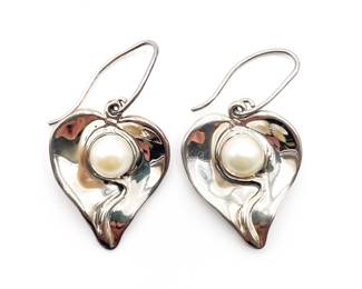 Sterling Silver 925 Pearl Earrings by Hagit Gorali
