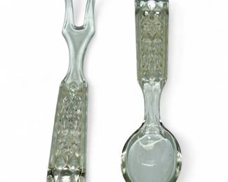 Anchor Hocking Wexford Glass Fork & Spoon Salad Serving Set