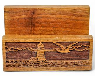 LaserCraft Engraved Wooden Business Card Holder