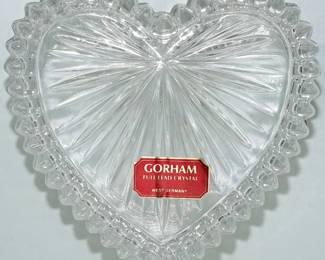Vintage Gorham Crystal Heart Trinket Box, 4”