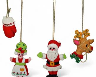 Four Festive Felt Christmas Ornaments