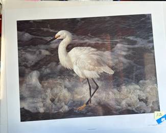 Carl Brenders Limited Edition Lithograph Island Shores – Snowy Egret, 1992