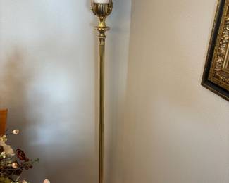 Brass Laurel Leaf Torchere Floor Lamp