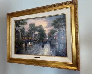 Carmel, Sunset on Ocean Avenue Canvas Print by Thomas Kinkade
