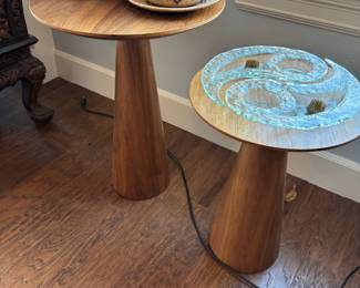 Pair of Matching Natural Walnut Tower End Tables