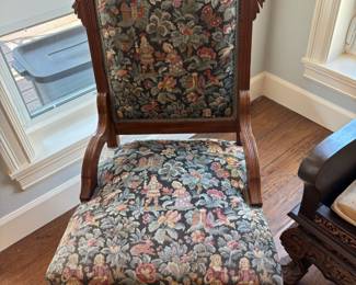Victorian Style Chair with Medieval Renaissance Tapestry Upholstery