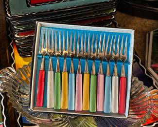 Certified International Serape Dinnerware Set, Colorful Cocktail Forks