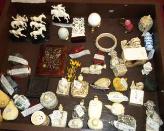 Vintage Carved Snuff Boxes, Jade, Asian Items 