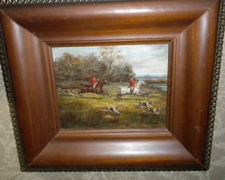 Fox Hunting Scene Oil on Canvas