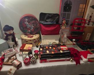 New and vintage christmas decor, bags, ornaments, and candles